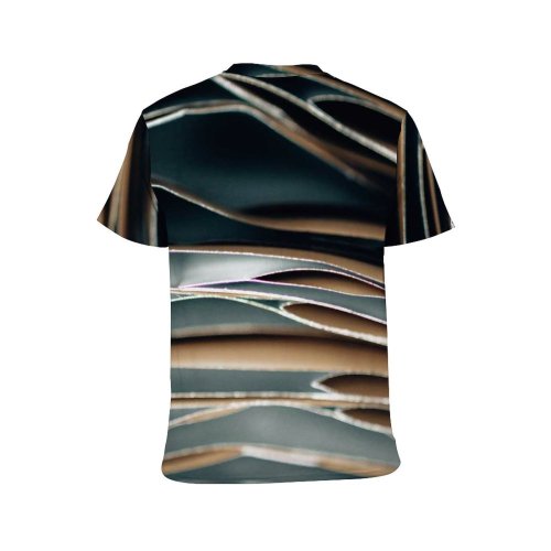 yanfind Adult Full Print T-shirts (men And Women) Art Wave Curve Dry Abstract Design Outdoors Metallic