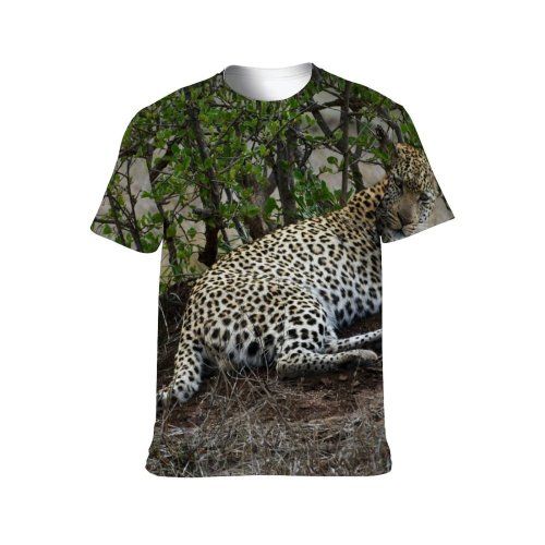 yanfind Adult Full Print T-shirts (men And Women) Grass Tree Big Cat Outdoors Wild Leopard Safari Wildlife Danger Serengeti