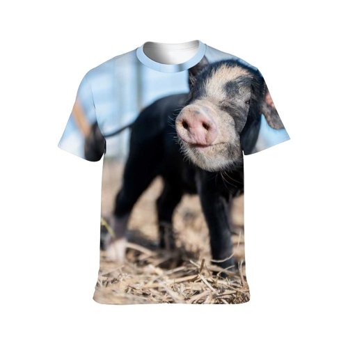 yanfind Adult Full Print T-shirts (men And Women) Dog Agriculture Portrait Little Pasture Hay Swine Sow