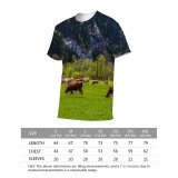 yanfind Adult Full Print T-shirts (men And Women) Cattle Coniferous Countryside Cow Creature Farm Farmland Fauna Feed Fir Flock Grassland