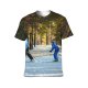 yanfind Adult Full Print T-shirts (men And Women) Cool Forest Skier Skiing Snow Winter