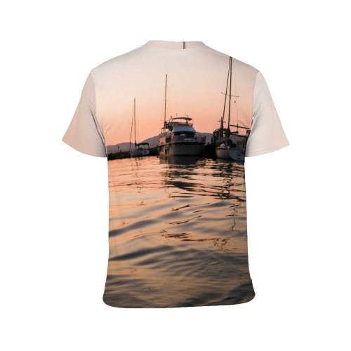 yanfind Adult Full Print T-shirts (men And Women) Bay Boat Calm Coast Space Cruise Dusk Embankment Evening Freedom Harbor