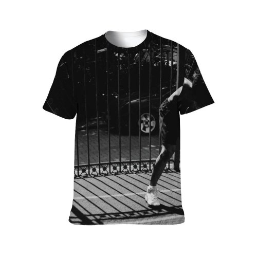 yanfind Adult Full Print T-shirts (men And Women) Light City Street Fence Runner Race Recreation Cavalry Transportation System Together