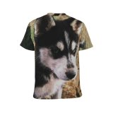 yanfind Adult Full Print T-shirts (men And Women) Dog Pet Cute Grass Fur Wolf Young Portrait Outdoors Puppy Sit