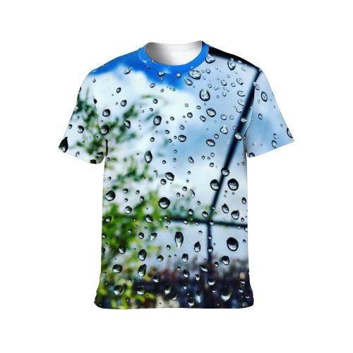 yanfind Adult Full Print T-shirts (men And Women) Droplets Glass Window Raindrops Rainy