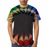 yanfind Adult Full Print T-shirts (men And Women) Wood Art School Creativity College Palette Rainbow Coloring Spectrum Gradation Motley