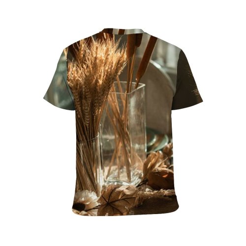 yanfind Adult Full Print T-shirts (men And Women) Light Restaurant Art Winter Table Flower Christmas Cutlery Flatware Candle Flame Still