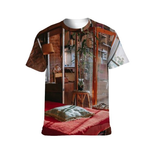 yanfind Adult Full Print T-shirts (men And Women) Apartment Bed Bedroom Blanket Brick Wall Calm Carpet Chair Comfort Cozy Cupboard