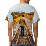 yanfind Adult Full Print T-shirts (men And Women) Wood Road Train Distance Railway Perspective Locomotive Guidance Transportation System