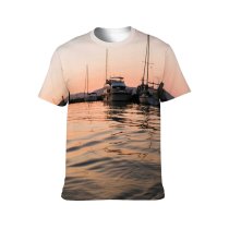 yanfind Adult Full Print T-shirts (men And Women) Bay Boat Calm Coast Space Cruise Dusk Embankment Evening Freedom Harbor