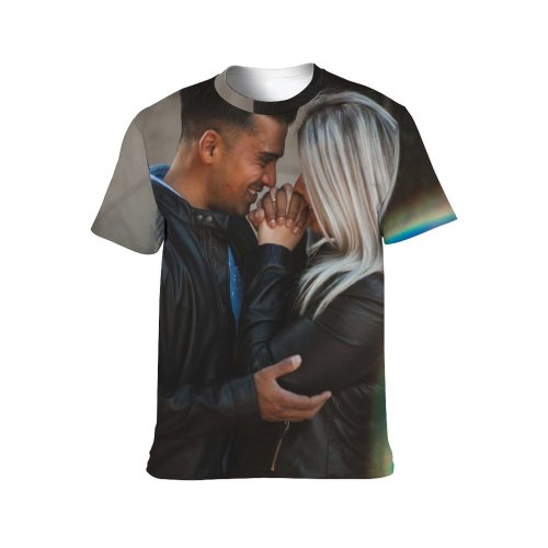 yanfind Adult Full Print T-shirts (men And Women) Love Street Fall Child Outdoors Leisure Romance Recreation Togetherness Affection Interaction