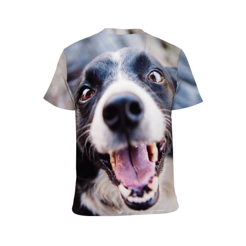 yanfind Adult Full Print T-shirts (men And Women) Dog Eyes Face Funny Fur Outdoors Pet Tongue
