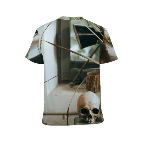 yanfind Adult Full Print T-shirts (men And Women) Bone Books Dead Death Gothic Halloween Horror Retro Rough Rusty Scary Skull