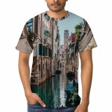yanfind Adult Full Print T-shirts (men And Women) Architecture Boat Buildings Canal City Flower Pots Gondola Grand Historic Houses