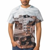 yanfind Adult Full Print T-shirts (men And Women) City Landscape Street Building Vehicle Architecture Travel Church Home Outdoors Traditional Town