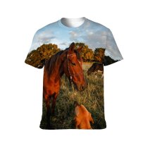 yanfind Adult Full Print T-shirts (men And Women) Bridle Cattle Cloudy Sky Countryside Cow Creature Dog Dusk Evening Farm Farmland