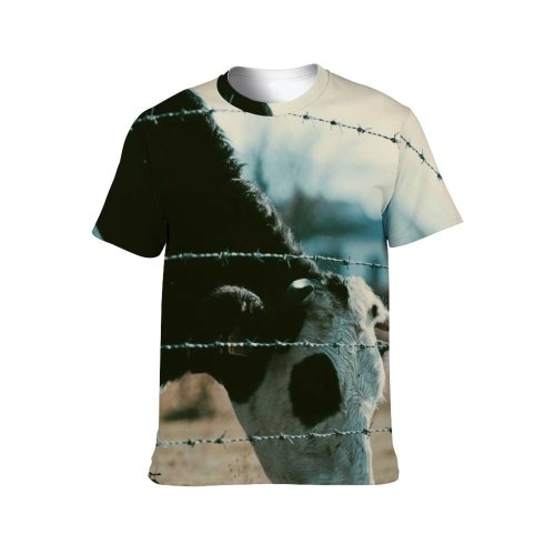 yanfind Adult Full Print T-shirts (men And Women) Landscape Field Countryside Agriculture Farm Grass Fence Outdoors Rural Wire Barbed Pasture