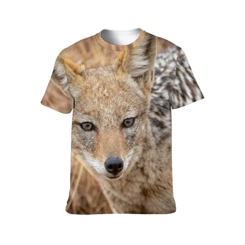 yanfind Adult Full Print T-shirts (men And Women) Grass Fur Young Fox Outdoors Wild Little Staring Alert Barbaric