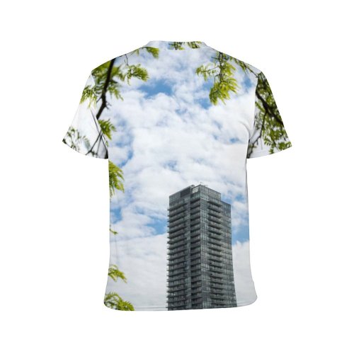 yanfind Adult Full Print T-shirts (men And Women) Architectural Design Architecture Building Exterior Futuristic Glass Growth High Landscape Leaves