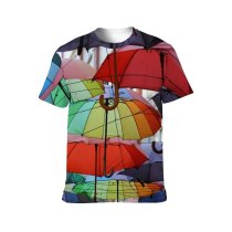 yanfind Adult Full Print T-shirts (men And Women) Art Summer Travel Design Fun Tourism Sunshade Umbrella Rainbow Coloring Nylon