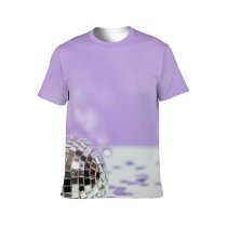 yanfind Adult Full Print T-shirts (men And Women) Disco Ball Light Purple Shiny Violet