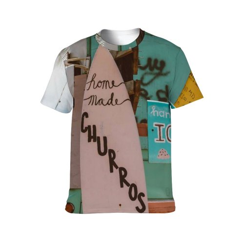 yanfind Adult Full Print T-shirts (men And Women) Beach Bus Sky Bushes Churros Clouds Colorful Eat Truck Hawaii Homemade