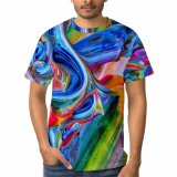 yanfind Adult Full Print T-shirts (men And Women) Design Creativity Mess Rainbow Coloring Artistic Stain Acrylic Canvas Visuals Motley