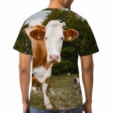 yanfind Adult Full Print T-shirts (men And Women) Countryside Agriculture Farm Grass Grassland Milk Cow Rural Calf Farmland Pasture