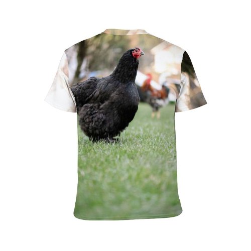 yanfind Adult Full Print T-shirts (men And Women) Bird Field Summer Cute Farm Grass Lawn Chicken Young Beak Portrait