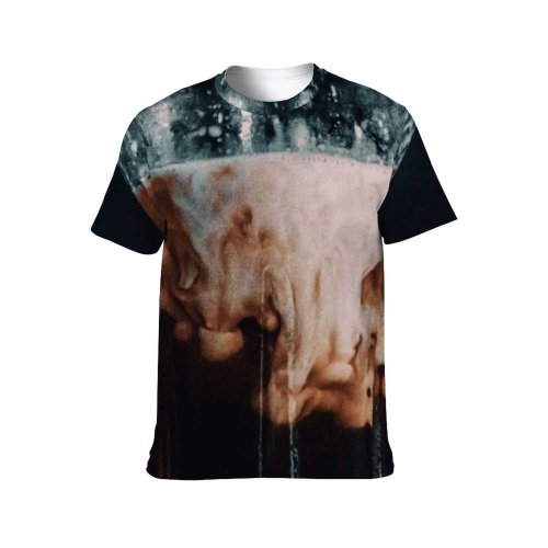 yanfind Adult Full Print T-shirts (men And Women) Dark Alcohol Bar Cocktail Glass Reflection Wine Drop Still Liquid Cool