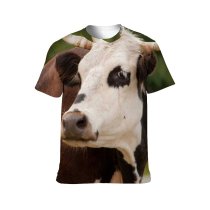 yanfind Adult Full Print T-shirts (men And Women) Field Countryside Agriculture Farm Grass Milk Outdoors Cow Rural Farmland Pasture Cattle