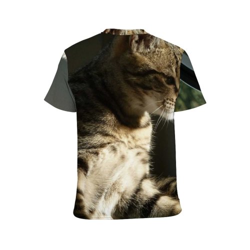 yanfind Adult Full Print T-shirts (men And Women) Pet Cute Grey Fur Portrait Kitten Cat Sleep Furry Tabby