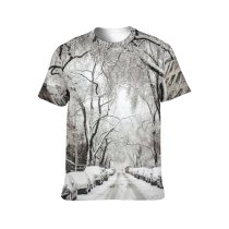 yanfind Adult Full Print T-shirts (men And Women) Blizzard Cars City Frost Road Season Snow Snowcapped Snowstorm Snowy Street Town