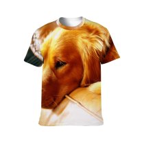 yanfind Adult Full Print T-shirts (men And Women) Dog Fur Golden Leather Pet