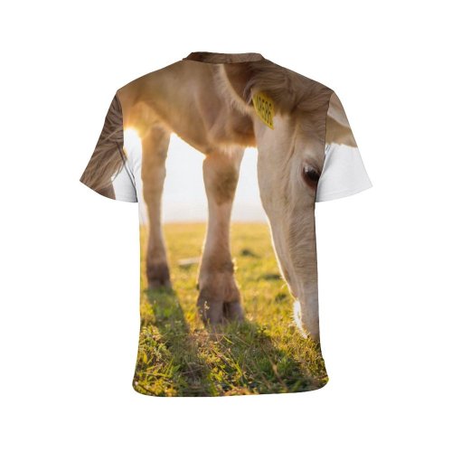 yanfind Adult Full Print T-shirts (men And Women) Curiosity Pastoral Beef Cattle