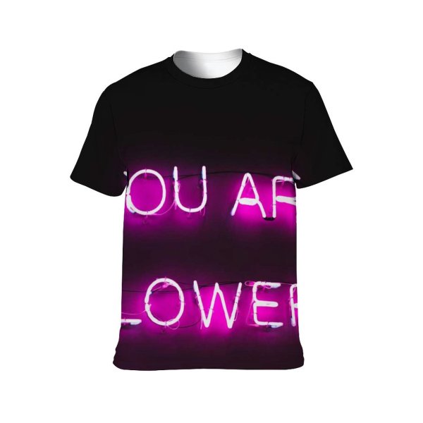 yanfind Adult Full Print T-shirts (men And Women) Art Contrast Creative Dark Decoration Design Diffuse Electric Fluorescent Font Glitter