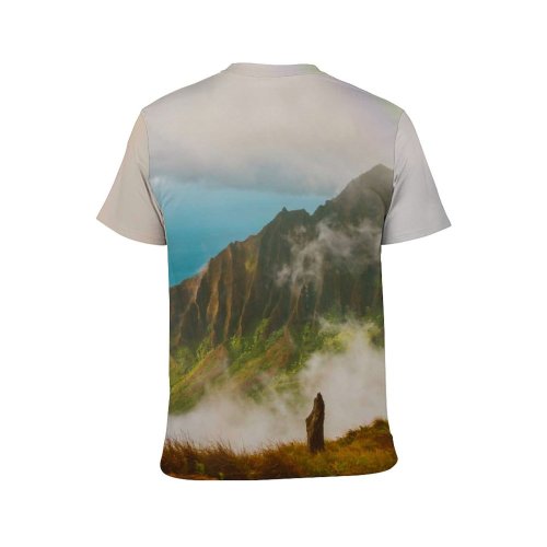 yanfind Adult Full Print T-shirts (men And Women) Wood Landscape Sunset Fog Mist Tree Travel Waterfall Rock Outdoors Rainbow