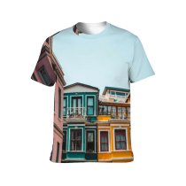 yanfind Adult Full Print T-shirts (men And Women) Apartment Buildings Architecture Sky Colours Building Exterior Colorful Colourful Commerce Istanbul Old