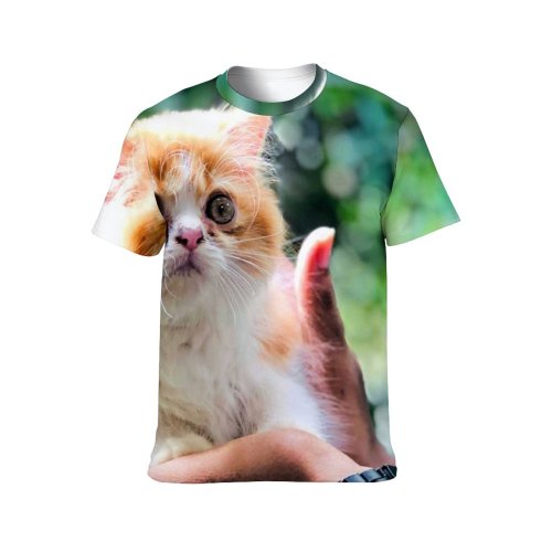 yanfind Adult Full Print T-shirts (men And Women) Pet Cute Fur Young Portrait Kitten Cat Outdoors Funny Wildlife Little