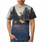 yanfind Adult Full Print T-shirts (men And Women) Building Calm Cool Countryside Evening Exterior Farm Field Freeze Frozen
