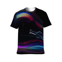 yanfind Adult Full Print T-shirts (men And Women) Art Wave Curve Abstract Neon Design Creativity Flame Surreal Energy Rainbow Artistic