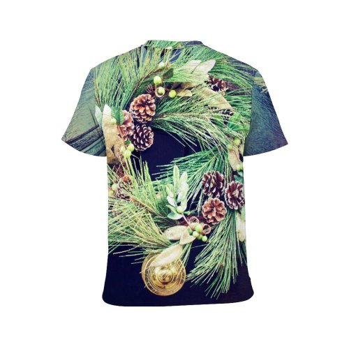 yanfind Adult Full Print T-shirts (men And Women) Christmas Door Winter Wreath Xmas