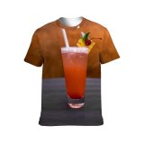 yanfind Adult Full Print T-shirts (men And Women) Wood Summer Bar Cocktail Glass Table Travel Fruit Still Juice