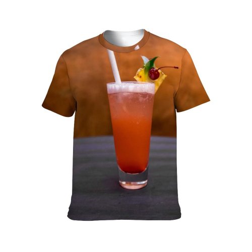 yanfind Adult Full Print T-shirts (men And Women) Wood Summer Bar Cocktail Glass Table Travel Fruit Still Juice