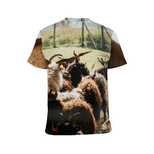 yanfind Adult Full Print T-shirts (men And Women) Countryside Agriculture Farm Outdoors Cow Rural Sheep Farming Barn Pasture Hay Goat