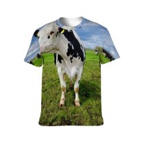 yanfind Adult Full Print T-shirts (men And Women) Field Agriculture Farm Grass Grassland Milk Cow Rural Farmland Pasture Dairy