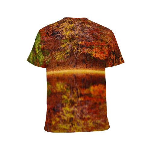 yanfind Adult Full Print T-shirts (men And Women) Art Artwork Autumn Leaves Beautiful Calm Waters Colorful Colourful Fall Forest Maple