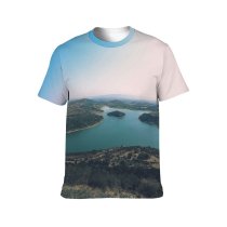 yanfind Adult Full Print T-shirts (men And Women) Sea Dawn Sunset Beach Ocean Bay Lake River Seashore Island Volcano
