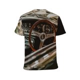 yanfind Adult Full Print T-shirts (men And Women) Vehicle Travel Chrome Speed Retro Drive Steering Wheel Dashboard Automotive Convertible
