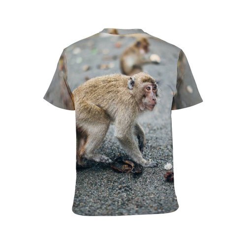 yanfind Adult Full Print T-shirts (men And Women) Sand Street Cute Fur Monkey Outdoors Wild Funny Tropical Wildlife